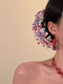 女士时尚甜美优雅彩色雏菊仿真花U型发夹，适合日常佩戴，居家、学校、海滩、工作、派对、节日、生日、返校、大学风、新年、情人节、母亲节、婚礼、音乐节、春夏秋冬等各种场合，发夹、发卡、发饰、头饰、发卡 - 彩色 - 查看 4