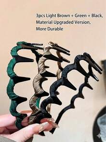 2条装女士高冠波浪发箍，防滑发夹，发带，发圈，之字形发箍，甜美个性简约复古Y2K优雅，适合日常佩戴，发饰，配饰，女士发饰，女士发饰，发饰，Y2K，情人节