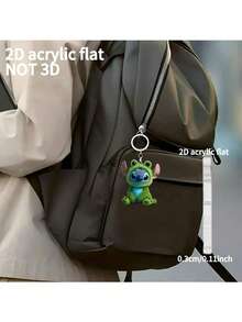 2D打印亚克力钥匙扣，绿色青蛙缝线设计，可爱包包挂饰，汽车钥匙扣，派对礼品钥匙扣，卡哇伊包包配饰，汽车钥匙链，拼写吊坠 - 送给朋友、家人或爱人的完美生日礼物，2D平面情人节礼物，粉色钥匙扣，斋月礼物 - 彩色 - 查看 5