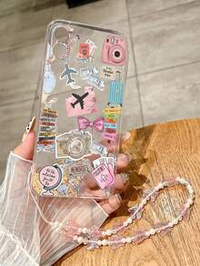 钥匙扣、挂绳地图拼贴彩色穿孔透明装饰手链，简约防震手机壳，兼容 17、16/11/16 Pro/16 Plus，兼容Galaxy S25、S25 Plus、S25 Ultra、A16、A36、11、12 Pro、12、12X、13 Pro，兼容Redmi 10、9、Note 9、12C、Note 11 Pro、Note 8 Pro、9C、9A，国际版，非国内版 - 彩色 - 查看 2