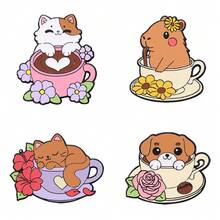 4件套可爱宠物珐琅胸针，情人节时尚装饰胸针，衣领别针，包包徽章，珠宝礼品 - 彩色 - 查看 5