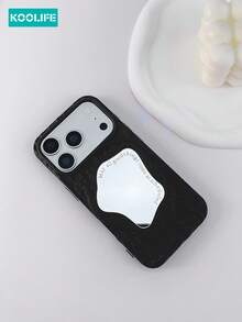 Koolife 3D Rock Texture TPU Phone Case, Single Pack, Includes Asymmetrical Mirror Surface, Skin-Friendly Matte Anti-Shock Protective Case, Raised Lens Protection, Fashionable Unique Design, Compatible With IPhone 17/17 Pro/17 Pro Max - Black - View 6