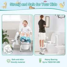 Asiento de inodoro para niños pequeños, antideslizante, con escalera y taburete, plegable. - blanco grisáceo - Ver 5