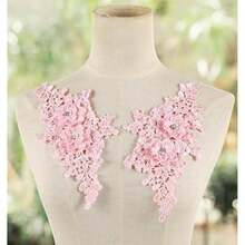 4Pcs Floral Lace Appliques Embellishments Pink White Floral Embroidery Applique 3D Lace Appliques Pearl Beaded Flower Rhinestone Crystal Sew On Patches For Making Clothes Wedding Gowns Costumes Supply - / - 查看 3