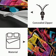 3pcs Set (1 Zipper Duvet Cover + 2 Pillowcases, No Filler), Colorful Game Controller And Hot Dog Number 6, 7 Digital Print Pattern Bedding Set - 2893+SJT+K - View 9