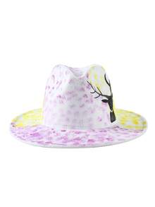 LEAJOURNO. 1pc Unisex Hand-Painted Felt-Like Fashionable Y2K Style Panama Hat, Outdoor Cap - Mauve Purple - View 3
