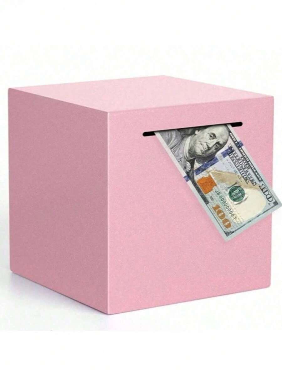 1pc 4.72-Inch Pink Stainless Steel Piggy Bank - Budgeting And Saving Solution, With Easy-Break Design - Adult Office Storage Supplies - Pink - View 1