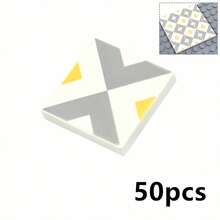 MIGUBA 50片2x2彩色光滑印花瓷砖砖，地板砖，组装配件砖，装饰房屋墙壁，平整光滑的板材，DIY益智玩具，兼容3068砖块 - 彩色 - 查看 31