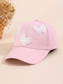 1pc Girls' Adjustable Baseball Cap With 3D Embroidered Butterflies, Breathable, Moisture-Wicking, Soft & Delicate, Suitable For Daily, Vacation, Outdoor Activities, Gift - 1PC - View 5