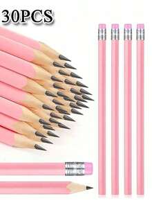 粉色婚礼HB铅笔套装，纯石墨铅笔，木质笔杆，带橡皮擦。适用于学校用品、绘画、素描、新娘送礼会、婴儿送礼会、美术用品和办公用品。开学季必备。 - 淺粉色 - 查看 2