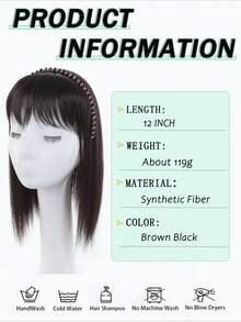 Hairband With Choppy Bangs, One-Piece Hair Extension For Women, Covering Gray Hair, Adding Volume, And Straight Bangs. - Multicolor - View 5