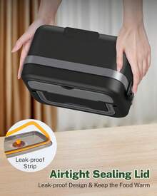 Heated Lunch Box - Cordless Electric Lunch Box For Men Women Insulated & Self Heating, 16000mAh Battery Powered Food Warmers With Containers For Office Car Truck Outdoor Drivers - 深灰色 - 查看 4