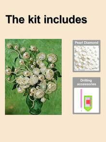 一套DIY手工珍珠画，尺寸30x40厘米/11.81x17.85英寸，花瓶装饰画，创意装饰画，DIY手工镶嵌珍珠画，配有自粘珍珠，适合家居装饰、新房装饰、DIY手工爱好者、闺蜜礼物，无框 - 彩色 - 查看 11