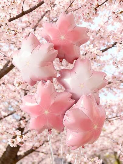 4/6个粉色樱花气球，春季樱花气球，适用于毕业典礼、入学典礼、答谢派对及各种庆祝活动、生日派对装饰、周年纪念、女孩节等。