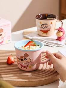 CRAYON SHINCHAN 1个正版蜡笔小新陶瓷马克杯，高品质卡通咖啡杯，可爱创意马克杯，情侣早餐杯，生日和节日礼物 - 彩色 - 查看 3