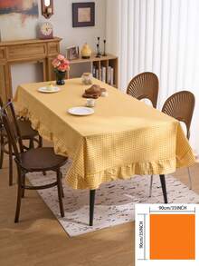 1pc Fresh Minimalist Style Yellow Plaid Ruffle Tablecloth, American Farmhouse Style For Kitchen, Dining Table, Coffee Table, TV Stand, Entryway, Suitable For Holidays, Parties, Weddings, Banquets, All Season Photography Background - Yellow - View 13