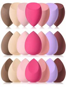 21件套多形状精准化妆海绵套装：完美底妆晕染器——适合全脸妆容和随时随地补妆 - 彩色 - 查看 1