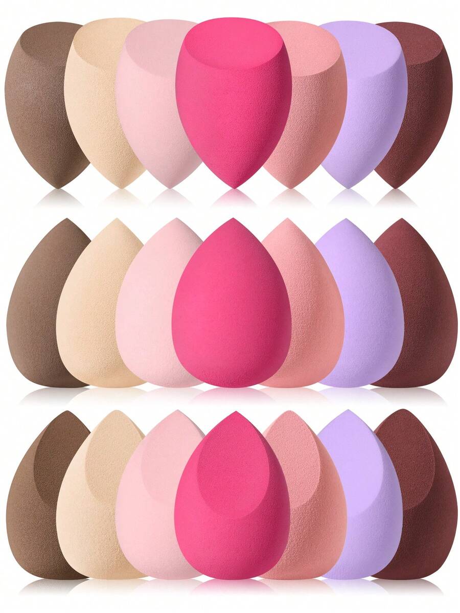 21件套多形状精准化妆海绵套装：完美底妆晕染器——适合全脸妆容和随时随地补妆 - 彩色 - 查看 1