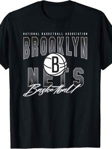 Official Brooklyn Nets Fade Out T-Shirt - 黑色 - 查看 1