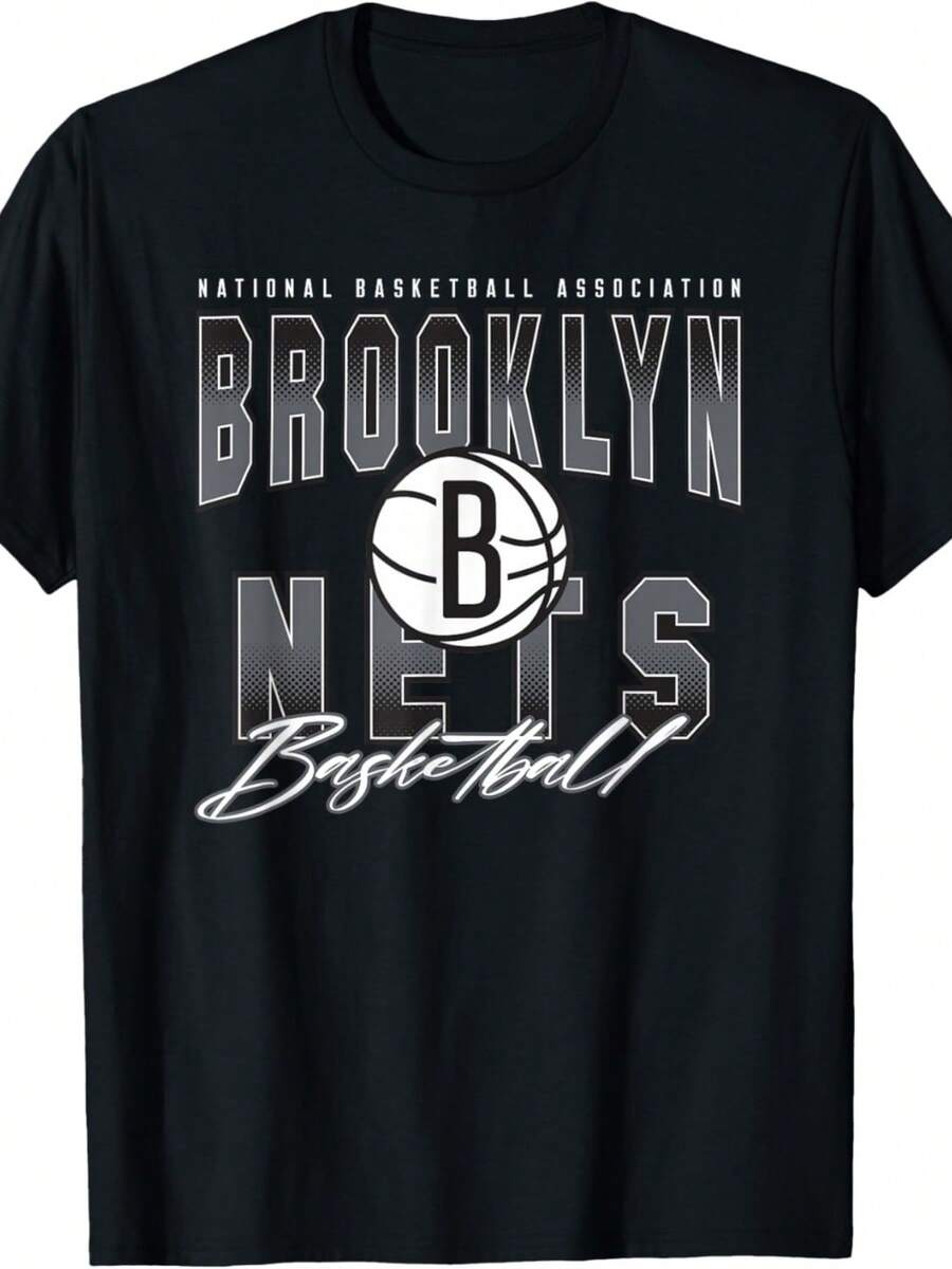 Official Brooklyn Nets Fade Out T-Shirt - 黑色 - 查看 1