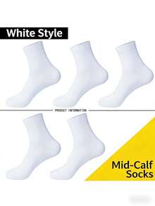 Men's Mid-Calf Socks, Breathable Moisture-Wicking Casual Business Socks For All Seasons - Multicolor - View 7
