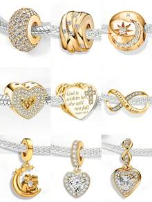 1 Stück modischer, funkelnder herzförmiger Perlenanhänger, geeignet für Frauen Armbänder, Armreifen DIY Schmuckherstellung und tägliche Accessoires, geeignet zum Tragen für Mädchen - Perlen - Übersicht 3