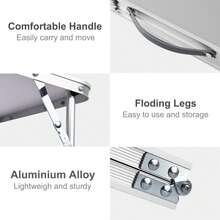 Foldable Laptop Table For Bed Lightweight Breakfast Bed Tray Portable Mini Picnic Storage Space Standing Holder, Folding Leg Desk Notebook Lap Table For Reading - Silver - View 5