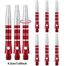 HUANQU 43mm 4-Linien gerillter drehbarer Aluminiumlegierung Dartschaft, 6er Set - 360° drehbare austauschbare Zubehörteile, Mehrfarboptionen, präzises Werfen, perfektes Geschenk zum Valentinstag, Neujahr usw. - Verschiedenfarbig - Übersicht 6