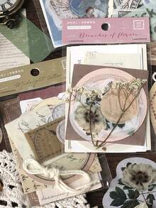 30 szt./opakowanie, estetyczny materiał w stylu vintage, suszone kwiaty w losowych kolorach i akcesoria z juty, kreatywne naklejki do scrapbookingu do pamiętnika, koperty, kubka, pudełka na prezent, idealne na Walentynki i Dzień Matki - Wielokolorowe - Zobacz 7