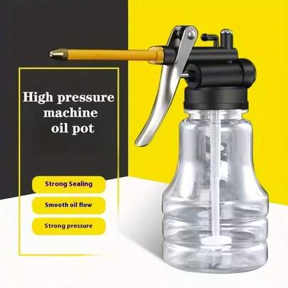 1pc High Pressure Oil Bottle With Copper Nozzle | Durable ABS Plastic Hose, Anti-Drop Design, Fuel Injection, Suitable For All Vehicles, Automotive Lubrication, Refined Cylindrical Design, Transparent Structure