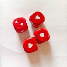 25pcs Mixed Red & White Wooden Heart-Shaped Dice, Perfect Game Prop Love Dot Dice, Valentine's Day Gift - Multicolor - View 7