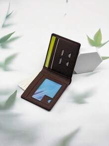 HOVI'S Men Short Wallet Brown Textured Leather - Multi Card Slots Ruangfan Embossed New Year Gift Valentine's Day Gift