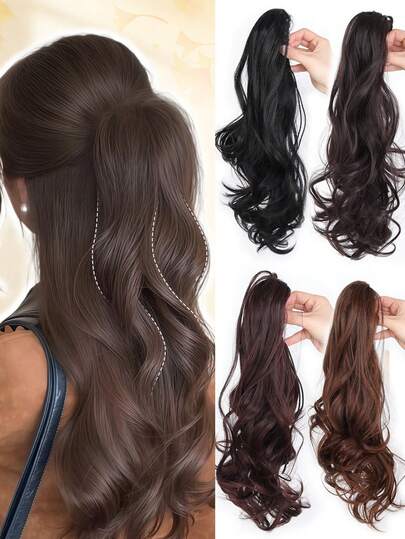Ponytail Extension Synthetic Wigs Claw Clip In Curly Wavy Ponytail Hair A Ponytail With Half Tied Hair Suitable For Women's Daily Wear And Gatherings Elegant Hair Claws Women Hair Accessories Causal Hair Clips