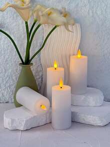 4/12 pièces Bougies sans flamme avec télécommande/minuterie, bougies électroniques à LED, bougies sans flamme vacillantes d'extérieur, alimentées par batterie, décoration de maison, décoration de table, décoration de fête, bougies de vœux, convient pour Noël, Saint-Valentin, Halloween, maison, mariage, cadeau, décoration d'anniversaire, fête - Blanc - Voir 9