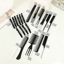 Juego de 20 peines profesionales para peluquería, que incluye peines para peinado y pinzas para el cabello, adecuado para uso en salones y en el hogar - Negro - Ver 2