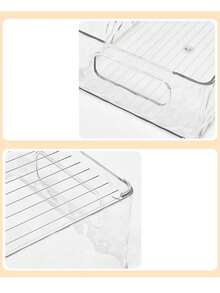 1个桌面收纳盒，透明波浪纹PET材质整理盒，化妆品及护肤品收纳篮，长方形置物架，房间装饰 - 無色 - 查看 8