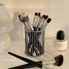 Fashionable & Practical Vanity Makeup Organizer - Gold Metal Pen Holder, Makeup Brush Cup, And Pencil Cup - Straight Pen Holder - View 2