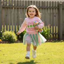 2Pcs/ Set Toddler Baby Girl St Patricks Day Outfit Lucky Charm Sweatshirt And Tulle Tutu Skirts Set Cute Infant Irish Clothes  St Patricks Day Gifts For Kids - 粉色 - 查看 6