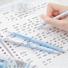 4 piezas de bolígrafos de gel con diseño de cinta estilo ballet, tinta negra de 0.5 mm, diseño antideslizante de cinta, agarre ligero, secado rápido y escritura suave, adecuado para tomar notas de clase, práctica de exámenes, diarios y uso diario (estilo aleatorio) - Multicolor - Ver 4