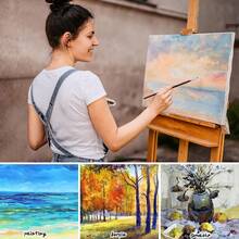 Solid Wood Square Oil Painting Frame Painting Oil Painting Board, Pure Cotton White Oil Painting Cloth, Acrylic Painting Circular Oil Painting Frame - White - View 5