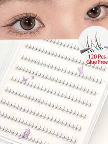120pcs C-Curl Flaming Shaped Bottom Lashes, Soft & Natural Look False Eyelashes, Glue-Free Design, Cute Cartoon Segmented Fake Lashes, Suitable For Beginners - C - View 4