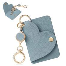 1 Set Retractable Keychain Lanyard With Cute Heart Shaped Keyring, And 1 Retractable Durable Card Holder Keychain Pouch - Multicolor - View 8