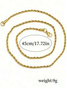 قلادة حبل مجدول ذهبي عصري لرجال الهيب هوب - قلادة سلسلة مضفرة عصرية على طراز الهيب هوب - مشاهدة 11