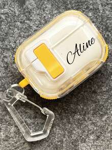 [Customized]Personalized Custom Cute Name Letter Customized Cover Compatible With Airpods 4 Pro 2 Pro 3 Simple Clear Transparent Cover Anti-Drop Lock Earphone Case