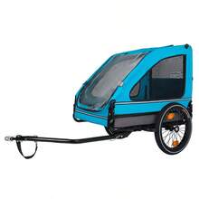 Pet Bike Trailer Dog Cart For Bicycle Suitable For Small And Medium Pets Easy Folding Cart Frame Quick Release Wheel Non-Slip Floor Internal Leash Blue+Grey - Blue+Grey + Steel1 - View 8