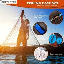 Teettartee Red de mano lanzada, estilo americano, red de mano lanzada para río, red de mano lanzada para mar - Multicolor - Ver 2