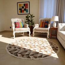 Round Rug 1.50x150 Centerpiece Living Room Bedroom - 鏽棕色 - 查看 1