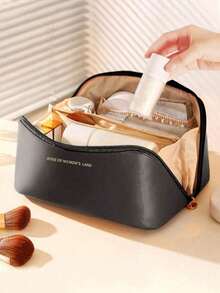 1个多功能旅行化妆包，大容量多层化妆包，PU皮革防水化妆包，女士旅行洗漱包，轻便洗漱化妆品收纳包，化妆品收纳袋，旅行和居家化妆品收纳包 - 彩色 - 查看 12