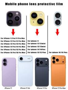 Glitter Lens Film Compatible With IPhone 17 Pro Max, Compatible With 11 12/ Mini / 13 / 14 Plus / 15 / 16 Pro Max / 16e / 17 / 17 Pro / 17 Pro Max / 17 Air Camera Protector/Back Cover Protective Ring, 13 Pro Max Lens Cover, Personalized High-End Luxury Sparkling Diamond Texture - Silver - View 11