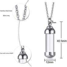 1件透明玻璃圆柱镂空吊坠项链，不锈钢材质，适合男士日常佩戴 - 圓柱形 - 查看 2